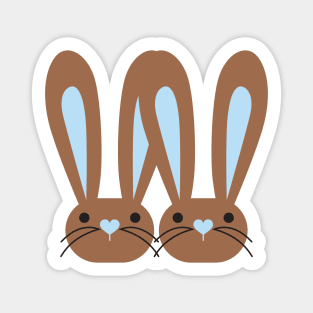 Cute Blue Heart Nose Brown Bunnies Sticker